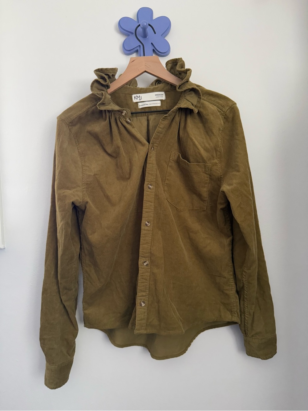 KMJ Medium Quarantina Boyfriend Fit Shirt Corduroy Olive Fall Relaxed